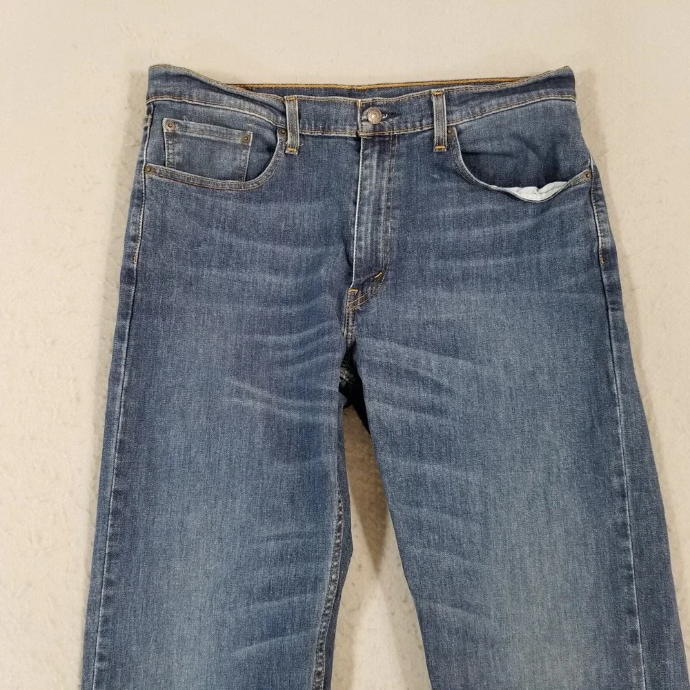 Levi's 505 jeans men's 36x32 regular fit straight blue stretch denim pants